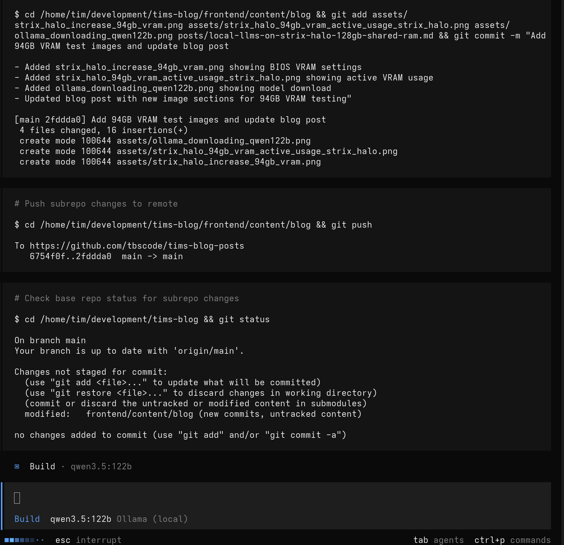 OpenCode performing git push
