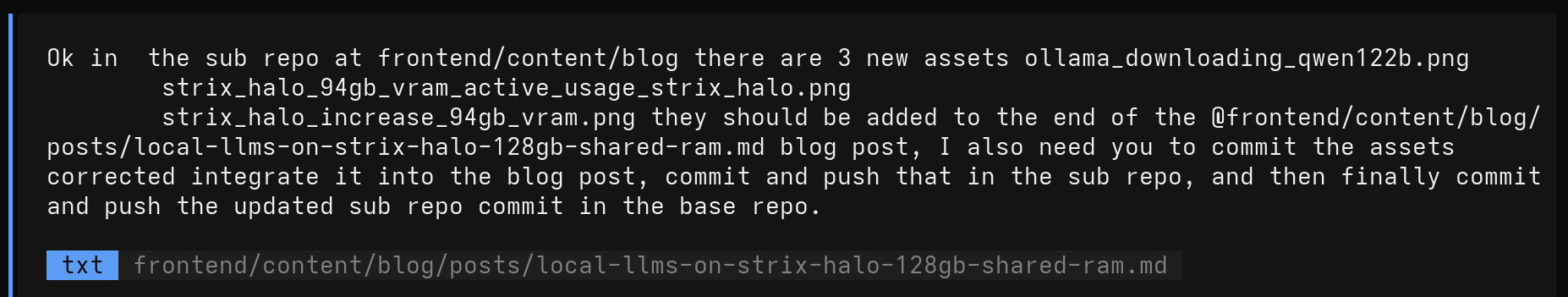 OpenCode post starting prompt example