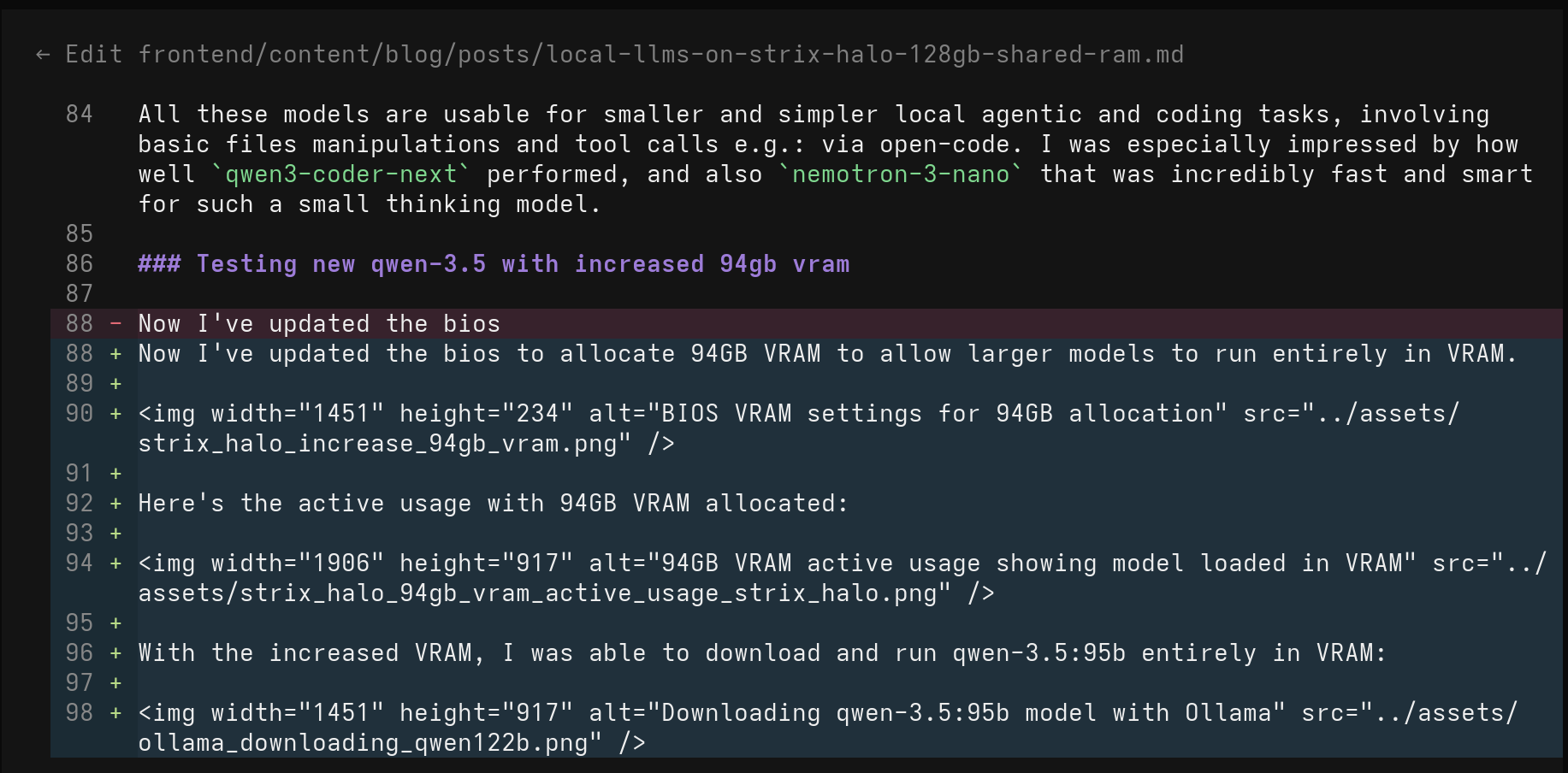 OpenCode blog section edit example